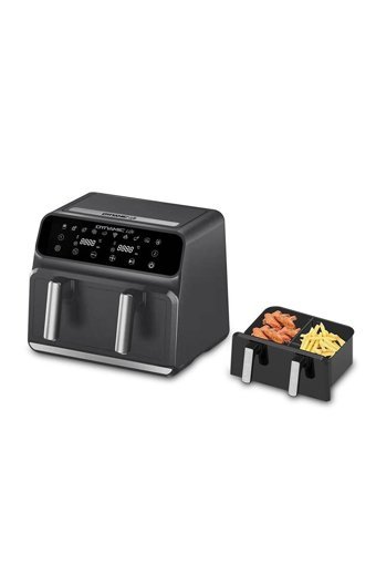 Dynamic Life Pro Cooker Airfryer 8 lt İki Hazneli Izgara Yapan Led Ekranlı Yağsız Sıcak Hava Fritözü Siyah