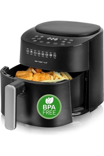 Emerio Airfryer 4.5 lt Tek Hazneli Izgara Yapan Led Ekranlı Sıcak Hava Fritözü Siyah