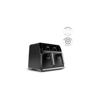Karaca MultiFry XXXL Airfryer 8 lt İki Hazneli Led Ekranlı Yağsız Sıcak Hava Fritözü Siyah