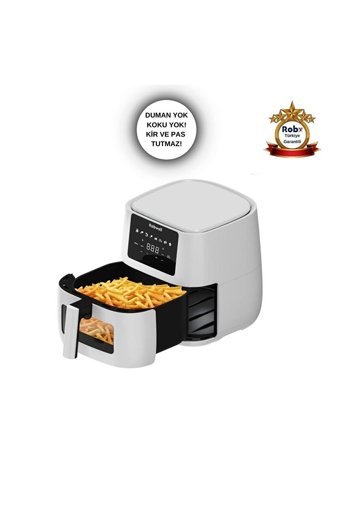 Nikadu Robx AS27 Airfryer 6 lt Tek Hazneli Izgara Yapan Led Ekranlı Yağsız Sıcak Hava Fritözü Beyaz