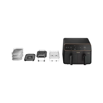Arçelik Gurme DuoFry FR 9284 Airfryer 6 lt İki Hazneli Izgara Yapan Yağsız Sıcak Hava Fritözü Siyah