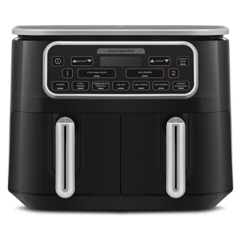 Karaca Air Pro Cook Duo Tandır XXXL Airfryer 8 lt İki Hazneli Izgara Yapan Led Ekranlı Sıcak Hava Fritözü Siyah