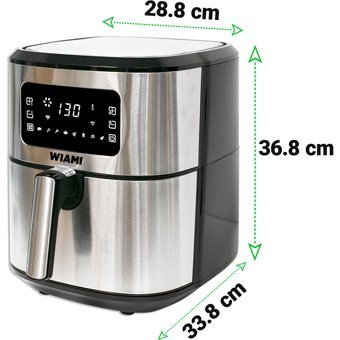 Wiami Airfryer 6.5 lt Tek Hazneli Izgara Yapan Led Ekranlı Yağsız Sıcak Hava Fritözü İnox