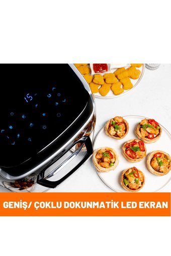 Umie AF12 Airfryer Tek Hazneli Izgara Yapan Led Ekranlı Sıcak Hava Fritözü Siyah