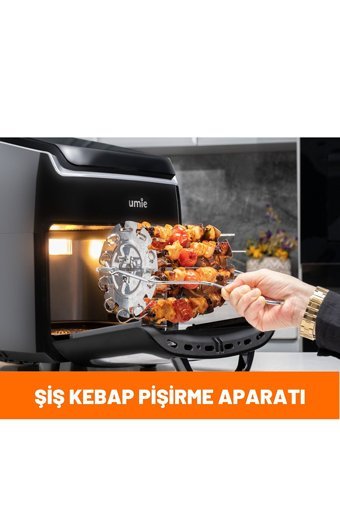 Umie AF12 Airfryer Tek Hazneli Izgara Yapan Led Ekranlı Sıcak Hava Fritözü Siyah