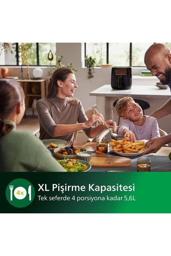 Philips HD92552/90 Airfryer 5.6 lt Tek Hazneli Izgara Yapan Led Ekranlı Yağsız Sıcak Hava Fritözü Siyah