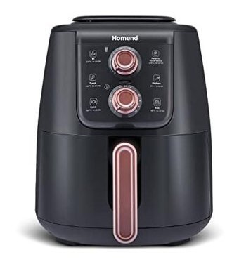 Homend 2508H Airfryer 4 lt Tek Hazneli Yağsız Sıcak Hava Fritözü Siyah