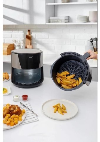 Arow OdeTTa TR-3955 Airfryer 8 lt Tek Hazneli Led Ekranlı Yağsız Fritöz Gri