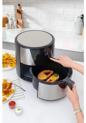 Arow OdeTTa TR-3955 Airfryer 8 lt Tek Hazneli Led Ekranlı Yağsız Fritöz Gri