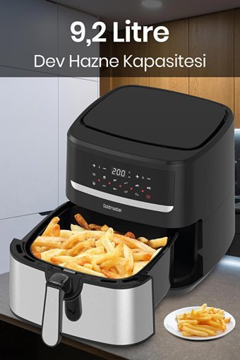 Goldmaster GoodFry Airfryer 9.2 lt Tek Hazneli Led Ekranlı Yağsız Sıcak Hava Fritözü Gri
