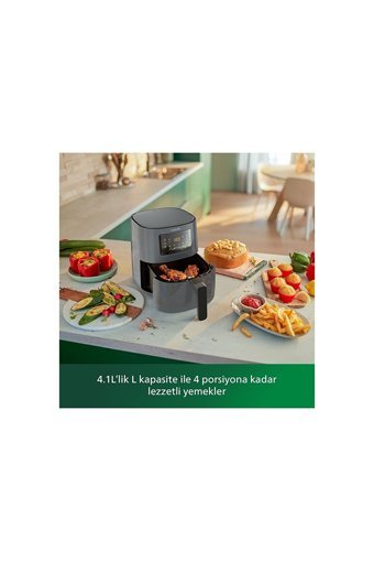 Philips HD9252/90 Airfryer 4.1 lt Tek Hazneli Izgara Yapan Led Ekranlı Yağsız Sıcak Hava Fritözü Gri