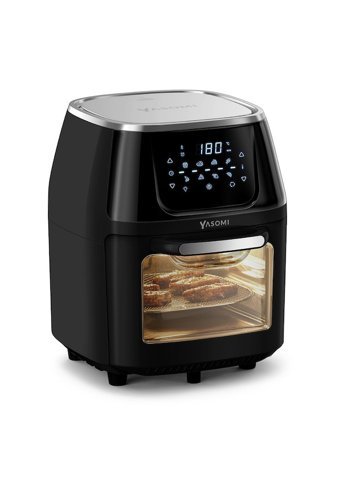 Yasomi Y88 Airfryer 8 lt Tek Hazneli Izgara Yapan Led Ekranlı Yağsız Sıcak Hava Fritözü Siyah