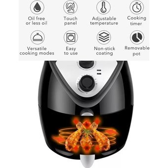Sanlindou Airfryer 2.6 lt Tek Hazneli Led Ekranlı Yağsız Sıcak Hava Fritözü Siyah