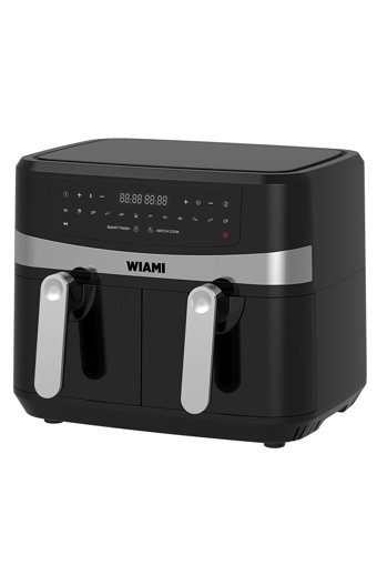 Wiami Airfryer 9 lt İki Hazneli Led Ekranlı Yağsız Sıcak Hava Fritözü Siyah