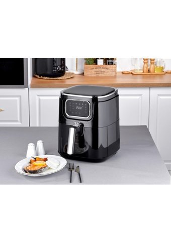 Taç 7858 Airfryer 5.5 lt Tek Hazneli Led Ekranlı Yağsız Sıcak Hava Fritözü Siyah