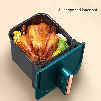 Sanlindou Airfryer 3 lt Tek Hazneli Led Ekranlı Yağsız Sıcak Hava Fritözü Mavi