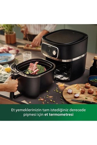 Philips HD9880/90 Airfryer 6 lt Tek Hazneli Izgara Yapan Led Ekranlı Yağsız Sıcak Hava Fritözü Siyah