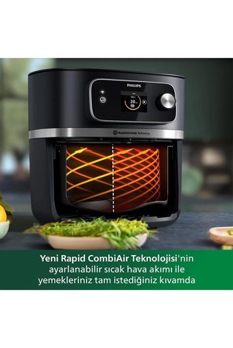 Philips HD9880/90 Airfryer 6 lt Tek Hazneli Izgara Yapan Led Ekranlı Yağsız Sıcak Hava Fritözü Siyah