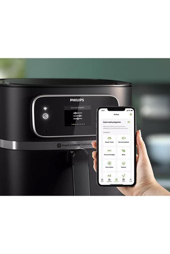 Philips HD9880/90 Airfryer 6 lt Tek Hazneli Izgara Yapan Led Ekranlı Yağsız Sıcak Hava Fritözü Siyah