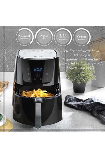 Schafer 2S201-25015 Airfryer 3.5 lt Tek Hazneli Led Ekranlı Yağsız Sıcak Hava Fritözü Siyah