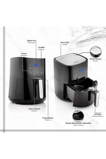 Schafer 2S201-25015 Airfryer 3.5 lt Tek Hazneli Led Ekranlı Yağsız Sıcak Hava Fritözü Siyah
