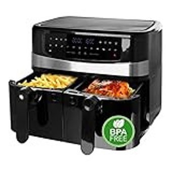Emerio AF-126672 Airfryer 9 lt İki Hazneli Led Ekranlı Sıcak Hava Fritözü Siyah