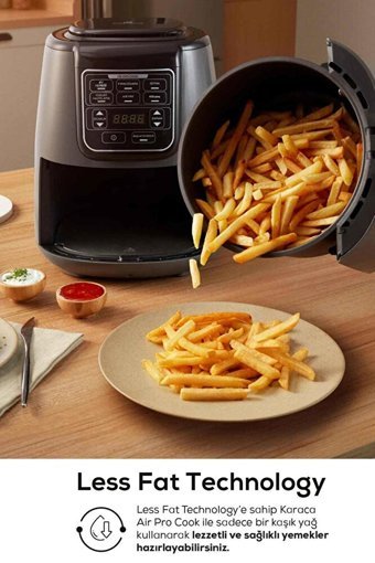 Karaca Air Pro Cook 3 In 1 XL Airfryer 4 lt Tek Hazneli Izgara Yapan Led Ekranlı Sıcak Hava Fritözü Uzay Grisi