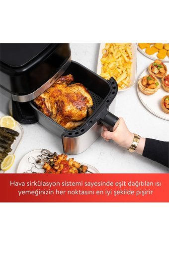 Umie Master Essential Airfryer 4.5 lt Tek Hazneli Led Ekranlı Yağsız Sıcak Hava Fritözü İnox