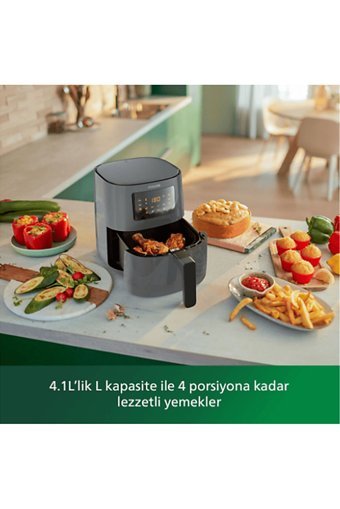 Philips HD9255/60 Airfryer Tek Hazneli Izgara Yapan Led Ekranlı Yağsız Sıcak Hava Fritözü Siyah
