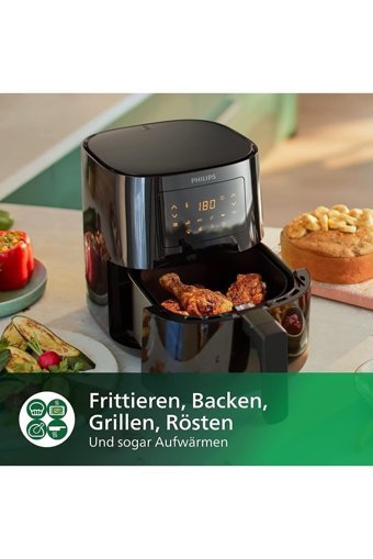 Philips HD9252/90 Airfryer 4.1 lt Tek Hazneli Izgara Yapan Led Ekranlı Yağsız Sıcak Hava Fritözü Siyah