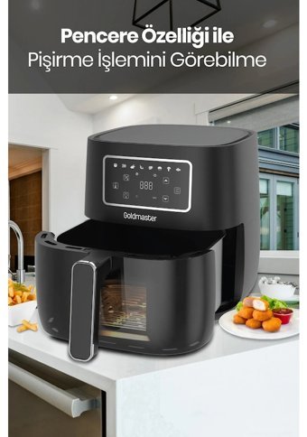 Goldmaster Gm-7424 Airfryer 5.7 lt Tek Hazneli Led Ekranlı Yağsız Sıcak Hava Fritözü Siyah