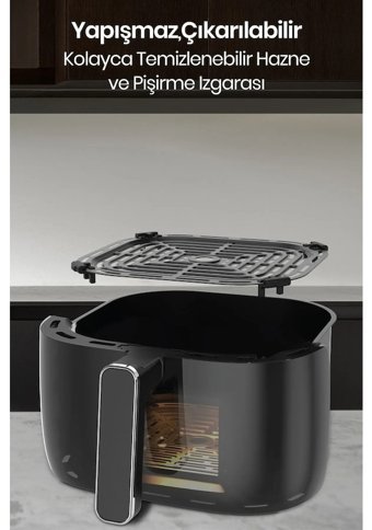 Goldmaster Gm-7424 Airfryer 5.7 lt Tek Hazneli Led Ekranlı Yağsız Sıcak Hava Fritözü Siyah