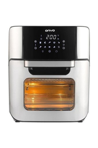 Onvo Ovfry09 Airfryer 12 lt Tek Hazneli Izgara Yapan Led Ekranlı Yağsız Sıcak Hava Fritözü İnox
