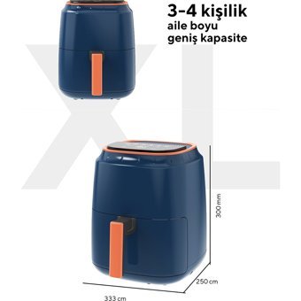 Kumtel HAF-09 Airfryer 5.5 lt Tek Hazneli Yağsız Sıcak Hava Fritözü Lacivert