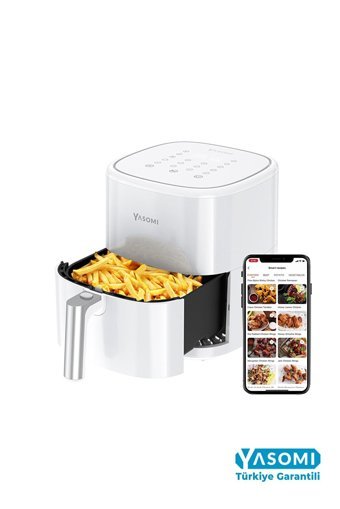 Yasomi Y22 Airfryer 5 lt Tek Hazneli Izgara Yapan Led Ekranlı Yağsız Sıcak Hava Fritözü Siyah