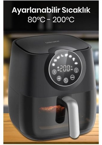 Goldmaster Gm-7419 Airfryer 5.7 lt Tek Hazneli Led Ekranlı Yağsız Sıcak Hava Fritözü Siyah