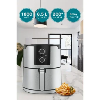 Kumtel Airfryer 7 lt Tek Hazneli Yağsız Sıcak Hava Fritözü İnox