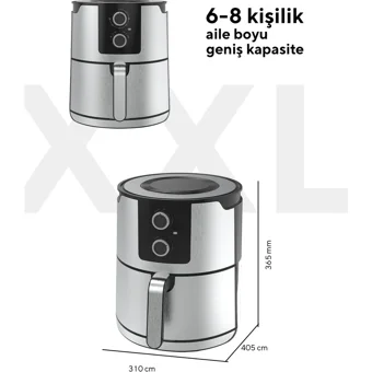 Kumtel Airfryer 7 lt Tek Hazneli Yağsız Sıcak Hava Fritözü İnox
