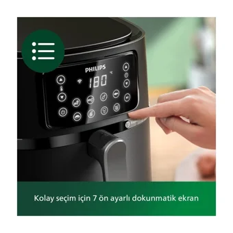 Philips HD9285/96 Airfryer 7.5 lt Tek Hazneli Izgara Yapan Led Ekranlı Yağsız Sıcak Hava Fritözü Siyah