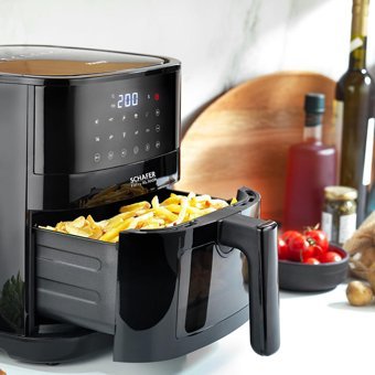 Schafer Look Airfryer 5.5 lt Tek Hazneli Led Ekranlı Yağsız Sıcak Hava Fritözü Siyah