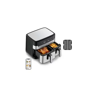 Tefal New SEries Airfryer 8.3 lt İki Hazneli Led Ekranlı Yağsız Sıcak Hava Fritözü Gri