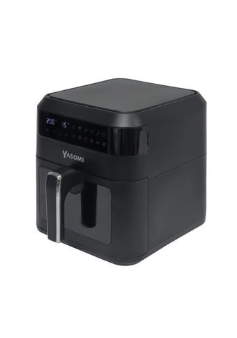 Yasomi Y60 Airfryer 6 lt Tek Hazneli Izgara Yapan Led Ekranlı Yağsız Sıcak Hava Fritözü Siyah