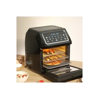 Buyfun Airfryer 12 lt Üçlü Hazneli Izgara Yapan Led Ekranlı Yağsız Sıcak Hava Fritözü Siyah
