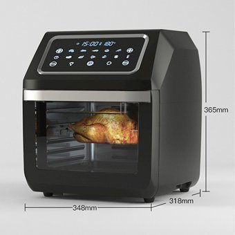 Buyfun Airfryer 12 lt Üçlü Hazneli Izgara Yapan Led Ekranlı Yağsız Sıcak Hava Fritözü Siyah