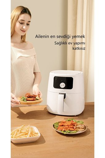 Lydsto Airfryer 5 lt Tek Hazneli Izgara Yapan Led Ekranlı Yağsız Sıcak Hava Fritözü Kırmızı