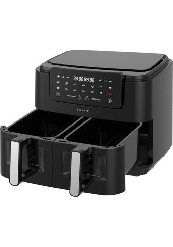 Hutt D9 Airfryer 9 lt İki Hazneli Izgara Yapan Led Ekranlı Yağsız Sıcak Hava Fritözü Siyah