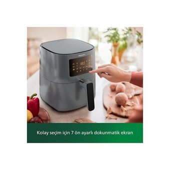 Philips HD9650/90 Airfryer 4.2 lt Tek Hazneli Izgara Yapan Led Ekranlı Yağsız Sıcak Hava Fritözü Siyah