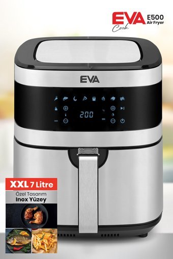 Goldmaster Eva E500 Airfryer 5.5 lt Tek Hazneli Led Ekranlı Yağsız Sıcak Hava Fritözü Gri
