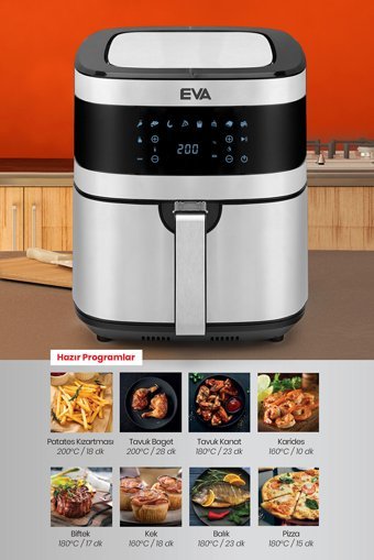Goldmaster Eva E500 Airfryer 5.5 lt Tek Hazneli Led Ekranlı Yağsız Sıcak Hava Fritözü Gri