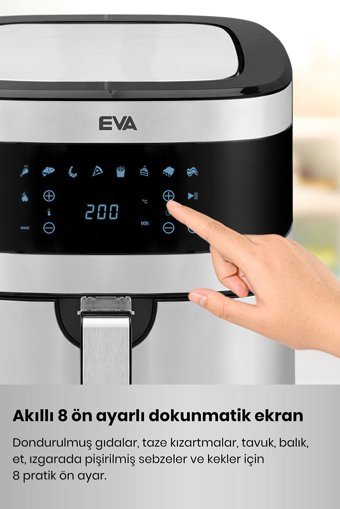 Goldmaster Eva E500 Airfryer 5.5 lt Tek Hazneli Led Ekranlı Yağsız Sıcak Hava Fritözü Gri
